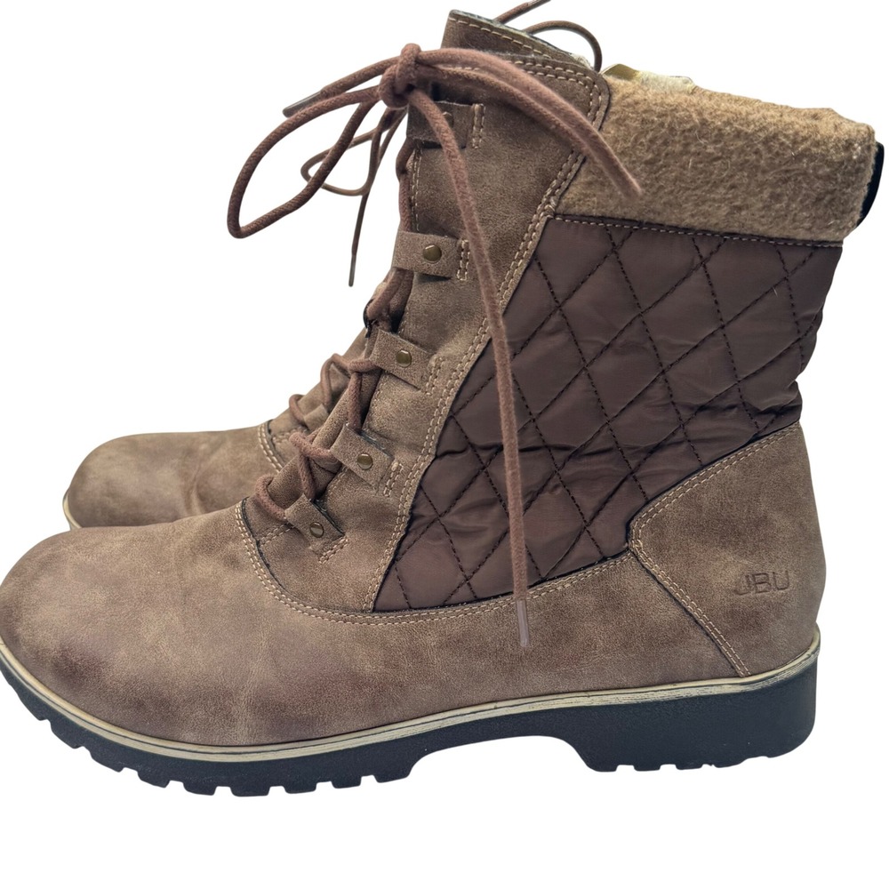 JBU Fargo Waterproof Boots Women Size 11 Brown Quilted Winter Lace Up B2FAR54